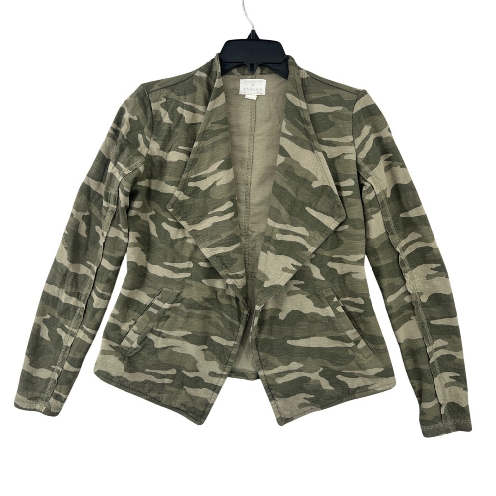 Caslon Camo Open Front Jacket Womens Small Lightweight Military Utility Cardigan
